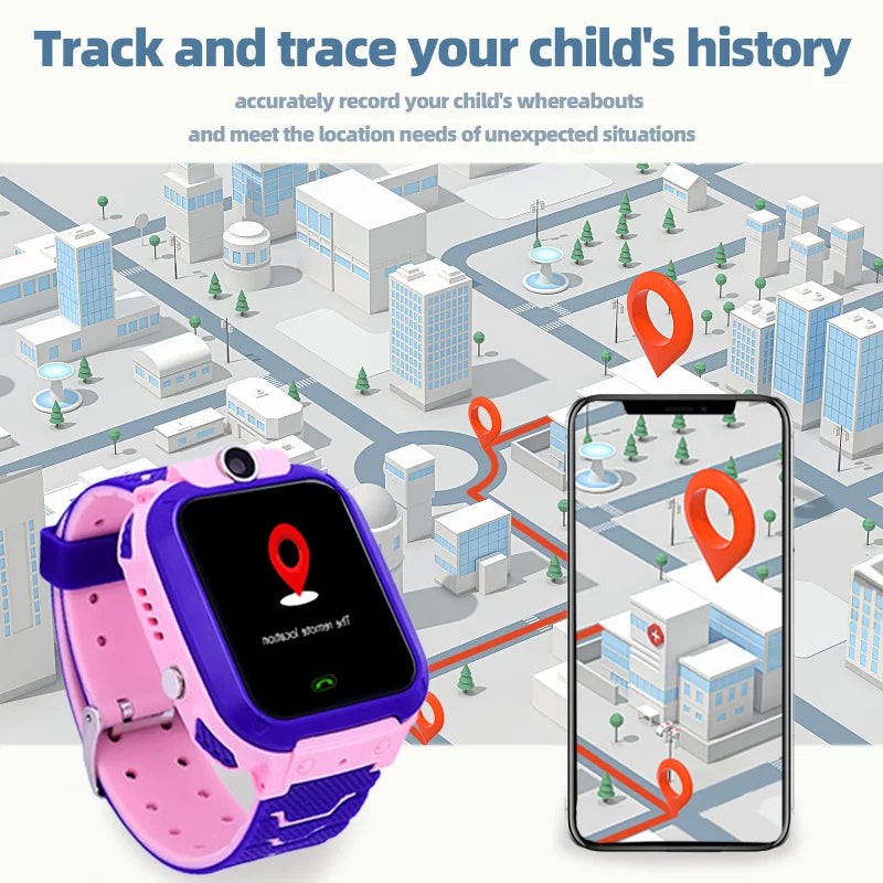 Montre connectée Q12 pour enfants, moniteur GPS, étanche, appel téléphonique 2G, SOS, numérique, sport, pour garçons et filles