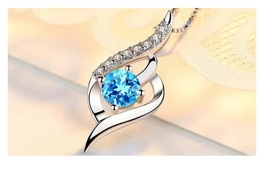 Collier pour femme en argent avec pierre bleu