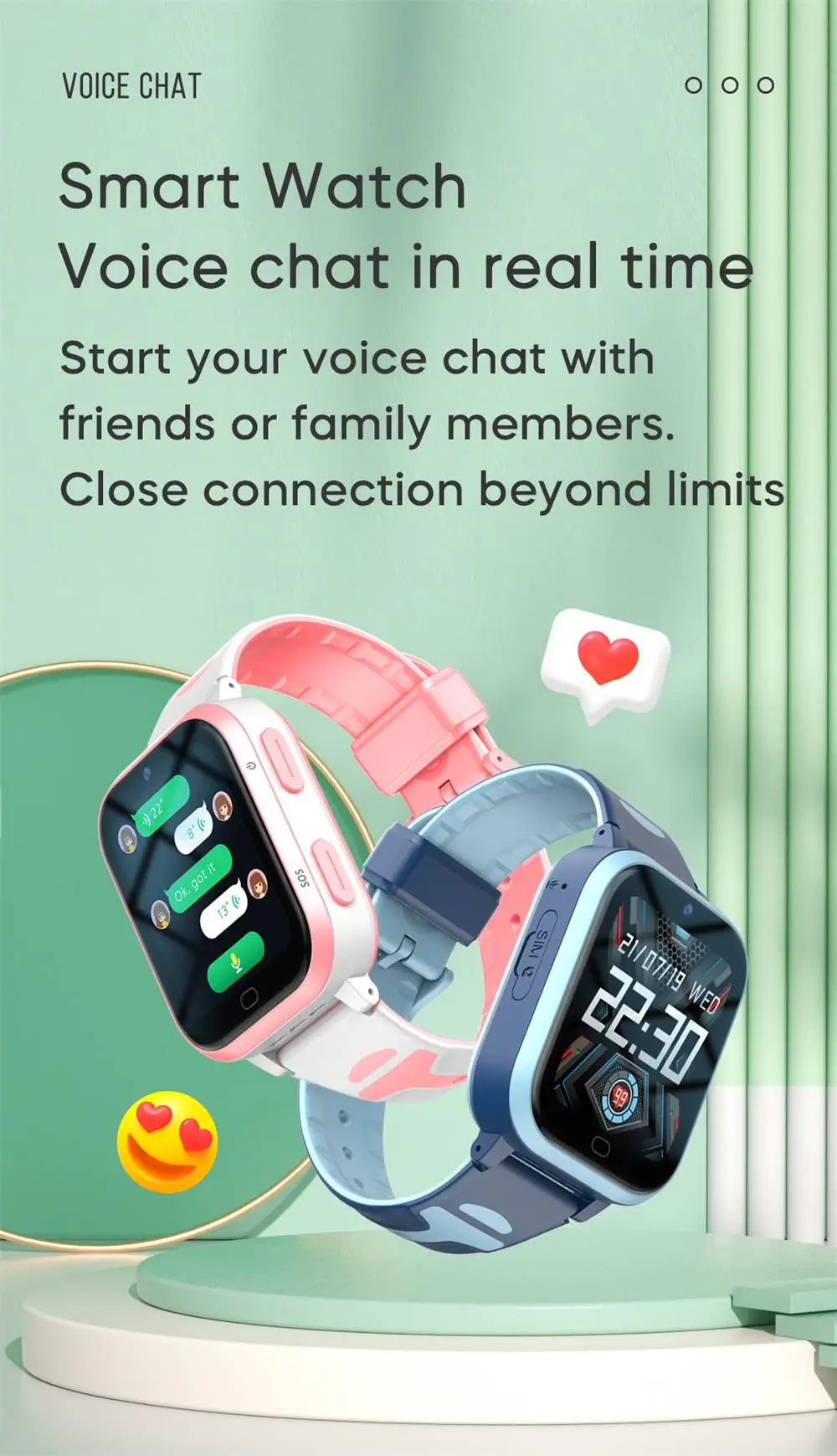 Montre Connectée 4G avec GPS pour Enfant, Fonction Wi-Fi, Fonction Appel Vidéo, 8 Go, Statique, Son du Téléphone, Moniteur de Réveil