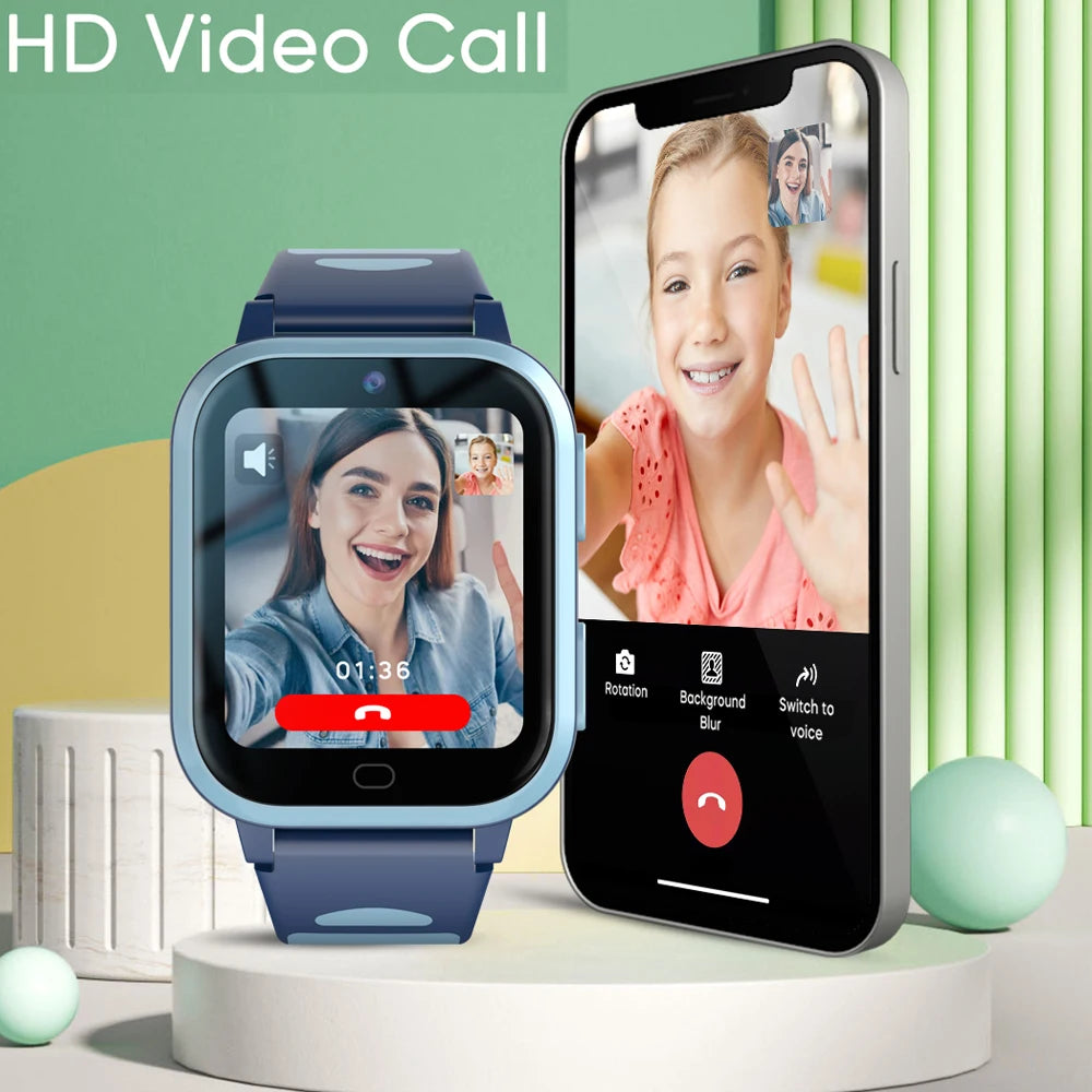 Montre Connectée 4G avec GPS pour Enfant, Fonction Wi-Fi, Fonction Appel Vidéo, 8 Go, Statique, Son du Téléphone, Moniteur de Réveil