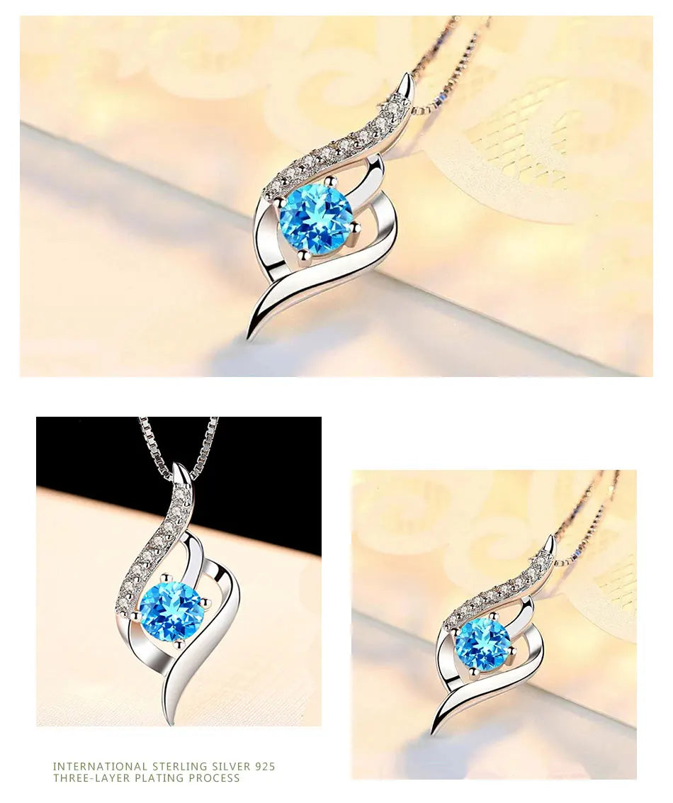 Collier pour femme en argent avec pierre bleu