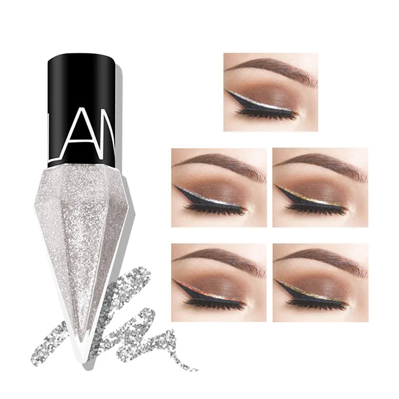 Eye-liner pour femme, brillant diamant, ombre à paupières étanche, couleur argent Rose or, paillettes, Eyeliner, ombre à paupières