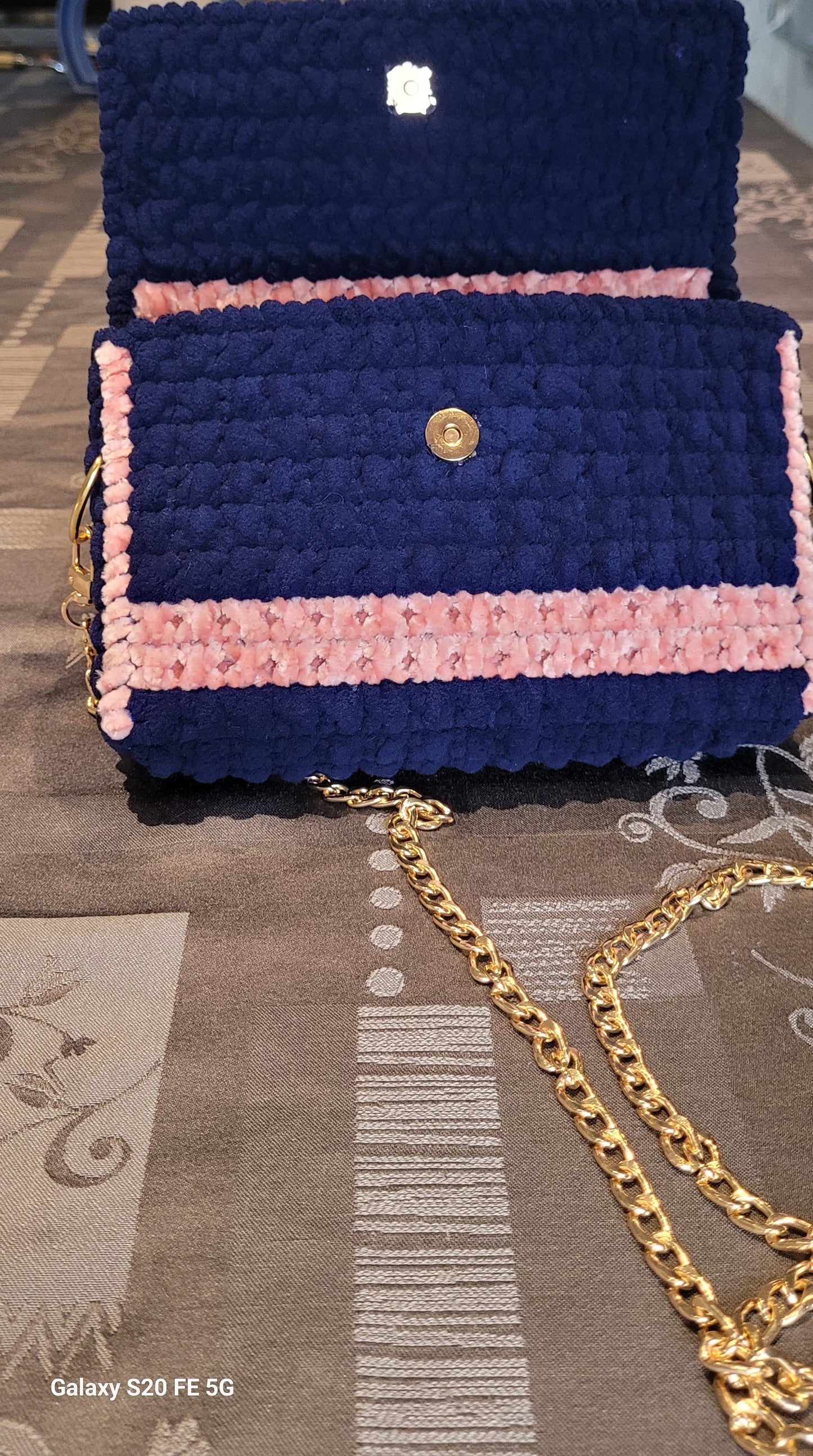 Sac à main en laine bleu/rose Venus