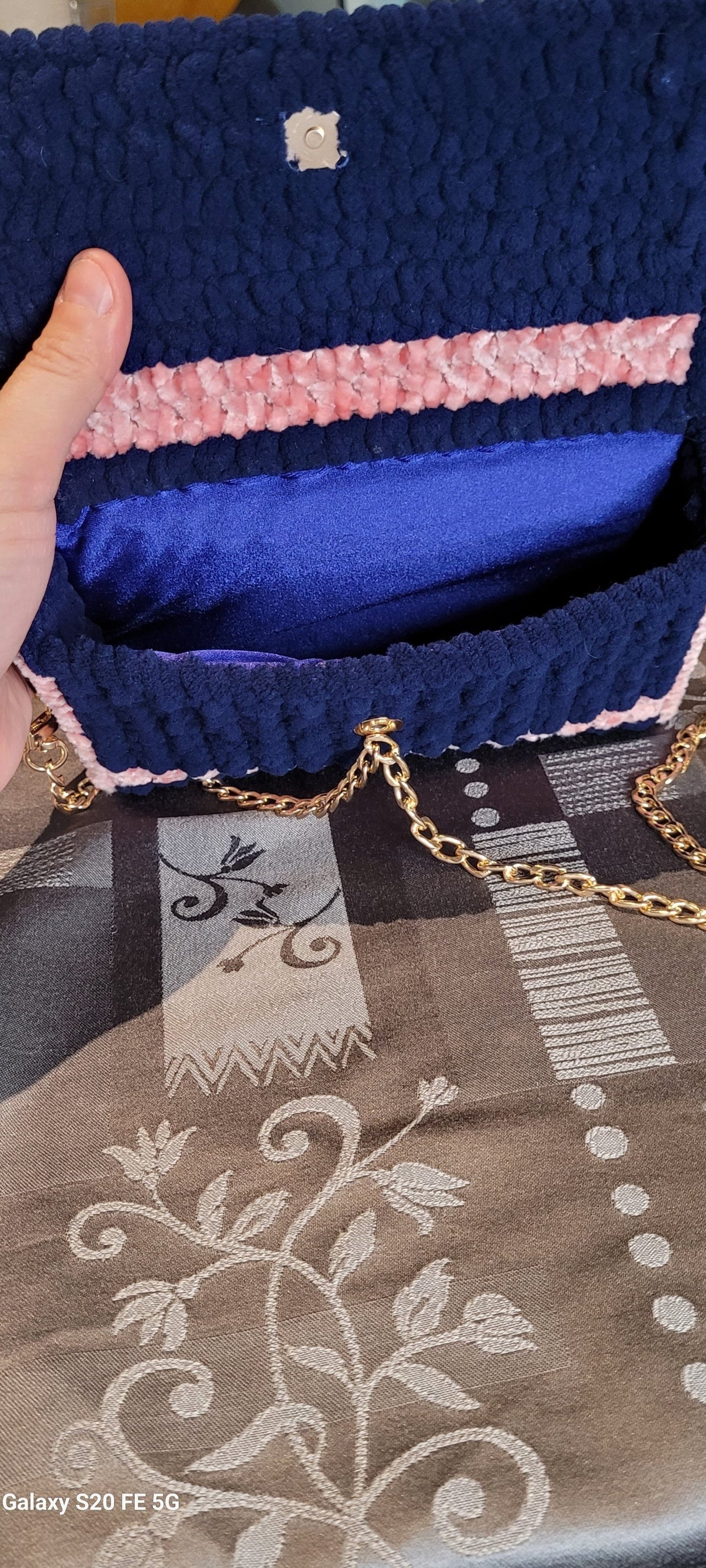 Sac à main en laine bleu/rose Venus